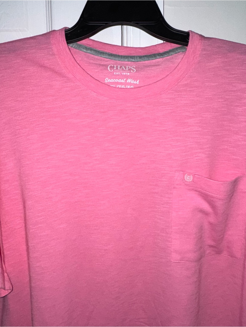 Chaps Men's X-Large Pink Pocket T-Shirt NWT Seacoast Wash Slub Jersey Short Slv - Picture 4 of 7